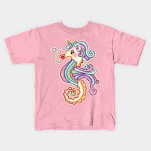 unicorn rainbow seahorse Kids T-Shirt